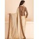 ZACS-17 SUBTLE BEIGE SAREE WITH A JACKET STYLE FULL SLEEVES BLOUSE (READY MADE)