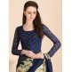 BISCAY GREEN CLASSIC BLUE  CASUAL FLORAL PRINTED SEMI STITCHED SAREE AND BLOUSE