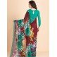 ACS-05 RAMA GREEN FLORAL PRINTED FULL SLEEVE BLOUSE UNSTITCHED SAREE