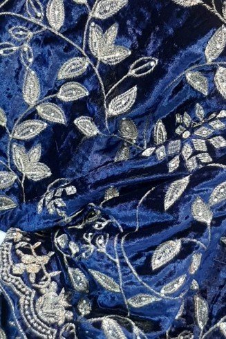 Navy Blue Fancy Winter Velvet Shawl