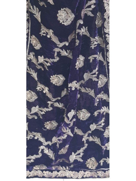 Purple Thread Work Embroidered Winter Shawl