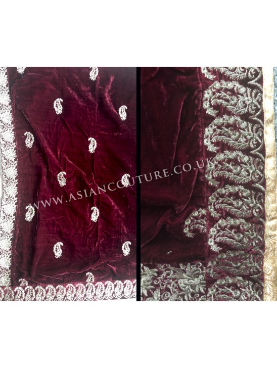 Maroon Embroidered Girl Scarf/Shawl