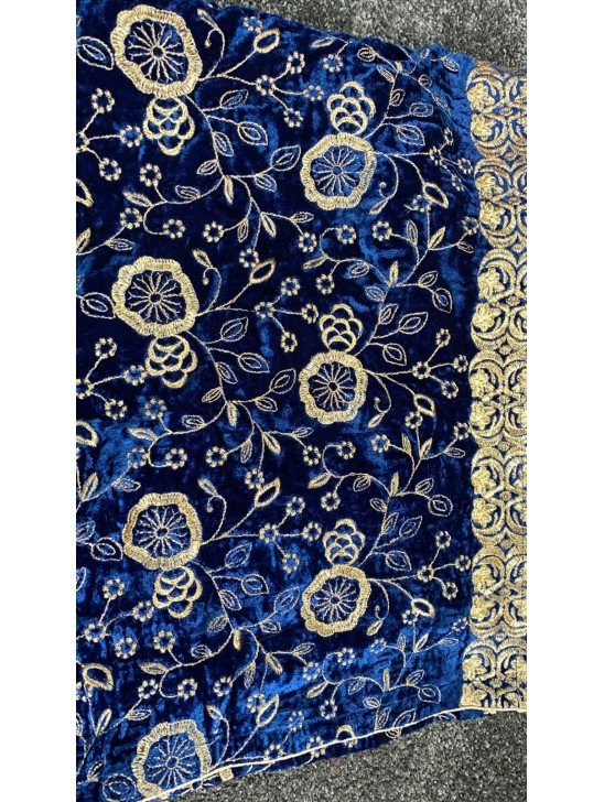 Blue Embroidered Winter Shawl