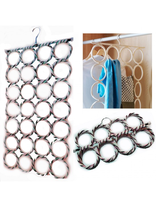 Multi Scarf Hanger Circular Wardrobe Space Organizer Storage Ties Belt Scarves