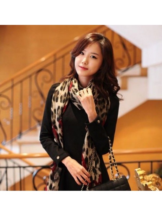 Women Soft Animal Leopard Print Chiffon Shawl Scarf