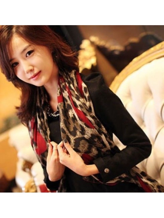 Women Soft Animal Leopard Print Chiffon Shawl Scarf