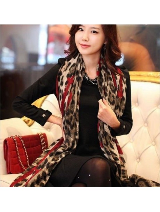 Women Soft Animal Leopard Print Chiffon Shawl Scarf