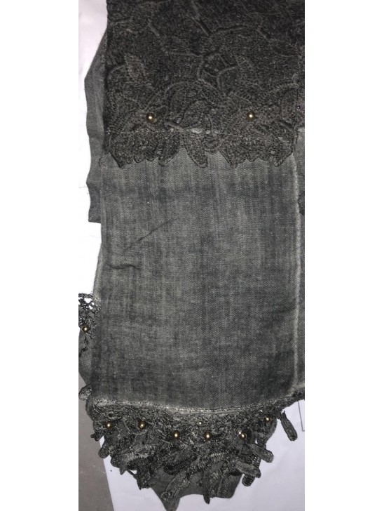 STUNNING DESIGNER SCARFS LACE AND GOLD PEARL WITH LACE TASSELS