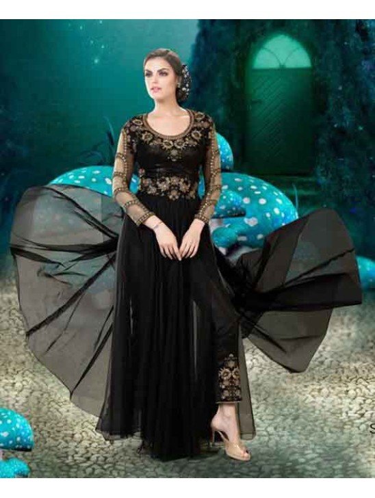 6010 BLACK SHAZIYA SEMI STITCHED DESIGNER GOWN