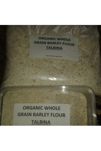 Freshly stone milled organic whole grain barley flour 