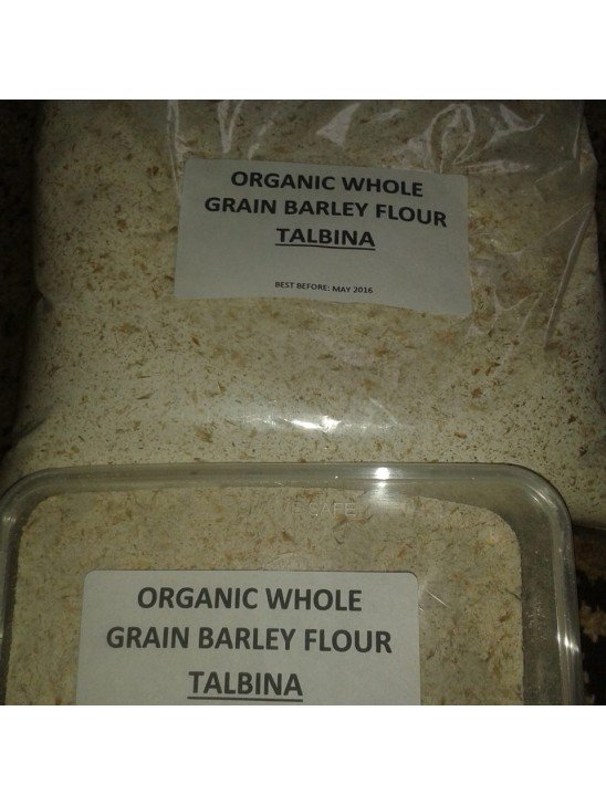 Freshly stone milled organic whole grain barley flour