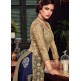 BEIGE AND BLUE HEAVY EMBROIDERED INDIAN WEDDING PALAZZO DRESS