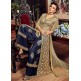 BEIGE AND BLUE HEAVY EMBROIDERED INDIAN WEDDING PALAZZO DRESS