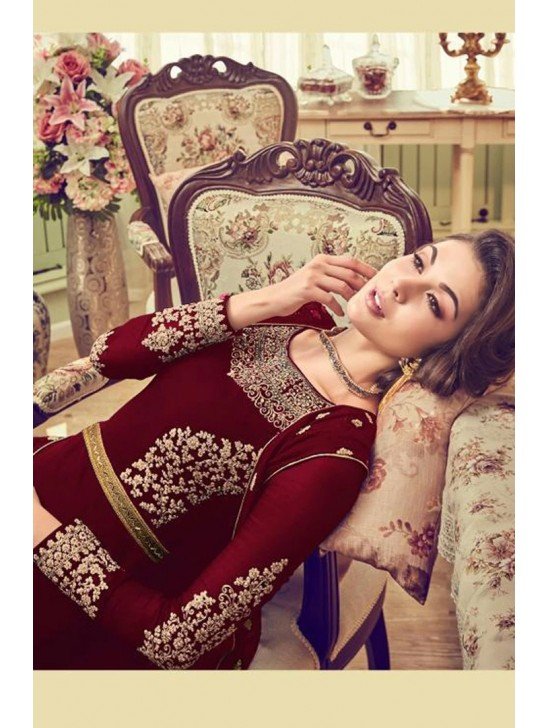 RED GEORGETTE INDIAN JACKET STYLE PARTY WEAR