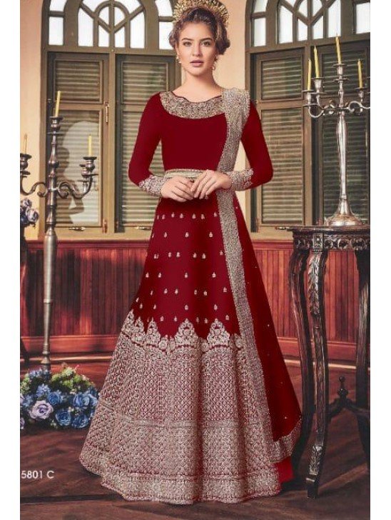 MAROON INDIAN WEDDING ANARKALI DRESS