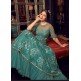 TURQUOISE PARTY WEAR HEAVY WORK DESIGNER ANARKALI GOWN