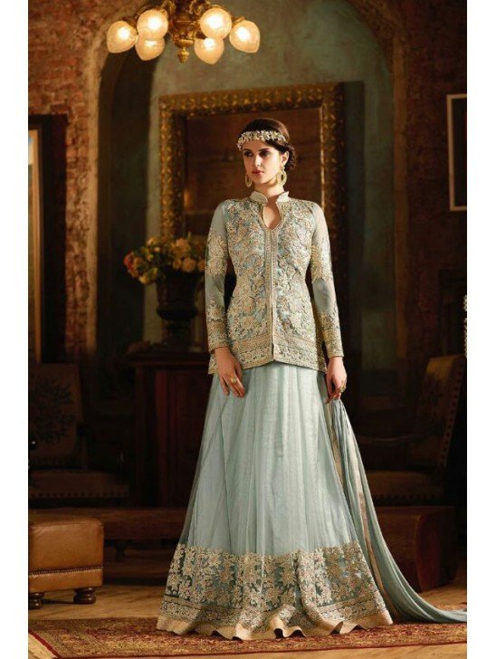 S-62 SEA BLUE SYBELLA ANGELLIQUE WEDDING WEAR DRESS