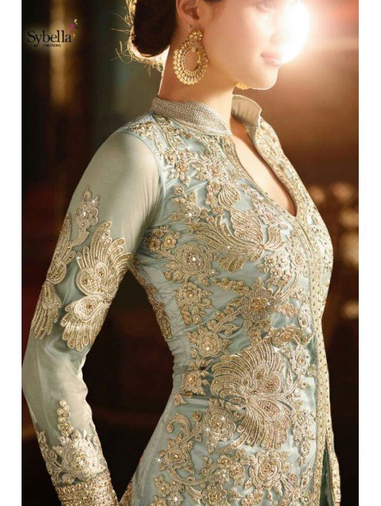 S-62 SEA BLUE SYBELLA ANGELLIQUE WEDDING WEAR DRESS