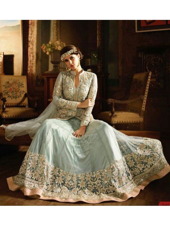 S-62 SEA BLUE SYBELLA ANGELLIQUE WEDDING WEAR DRESS