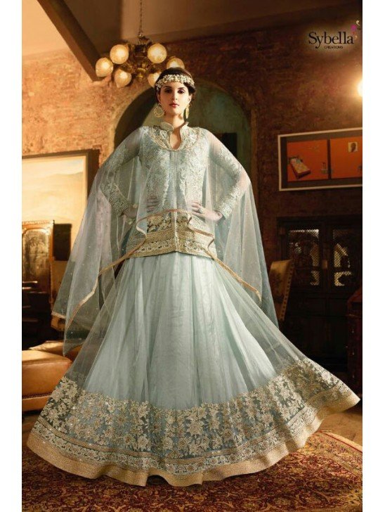 S-62 SEA BLUE SYBELLA ANGELLIQUE WEDDING WEAR DRESS