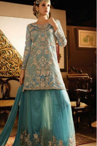 S-66 BLUE SYBELLA ANGELLIQUE WEDDING WEAR DRESS