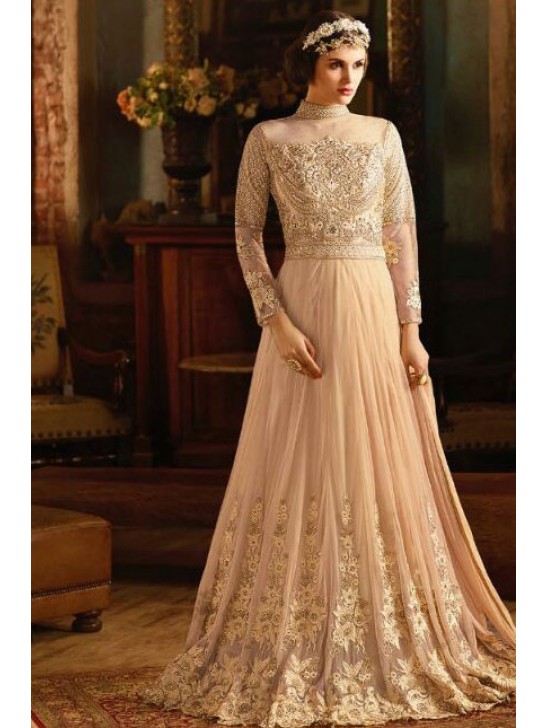 S-67 PEACH SYBELLA ANGELLIQUE WEDDING WEAR DRESS