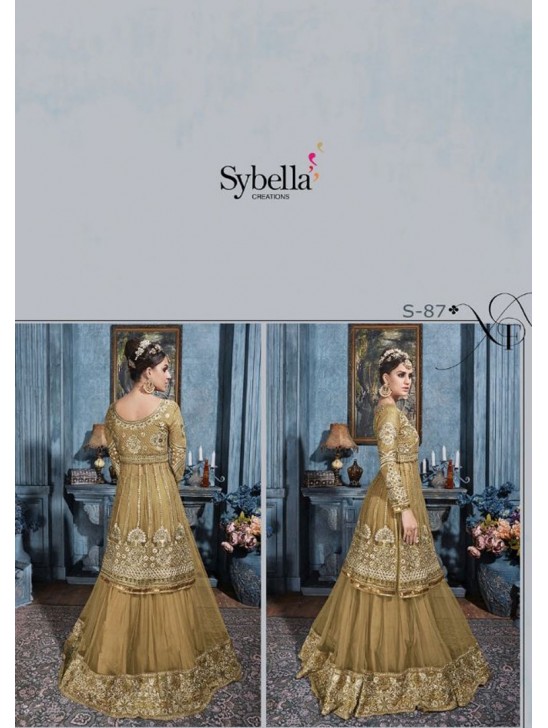 S-87 GOLD SYBELLA HEAVY EMBROIDERED WEDDING WEAR DRESS