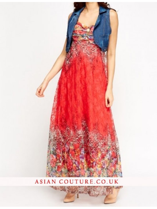 Gorgeous Denim Bolero Maxi Ready Made Dress