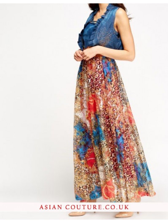 Contrast Floral Maxi Bolero Dress