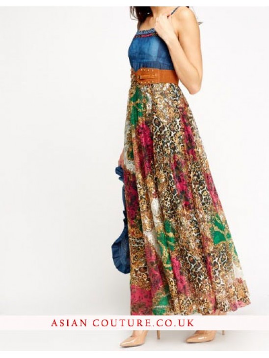 Contrast Floral Maxi Bolero Dress