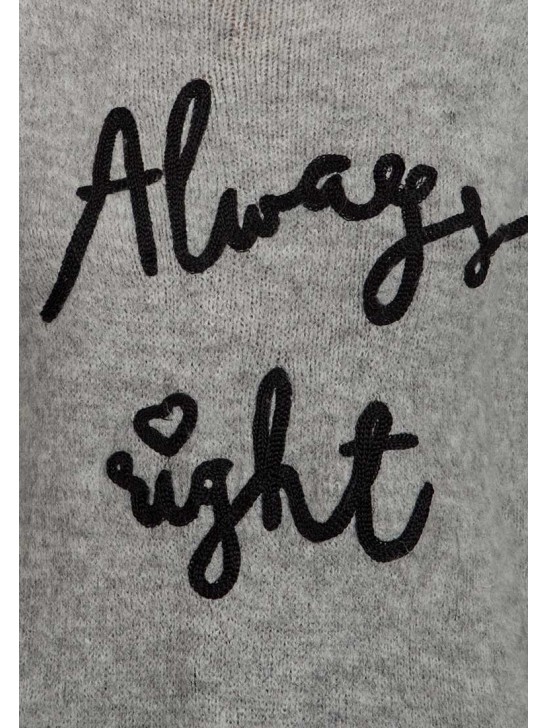 Grey Designer Slogan Jumper Dress