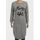 Grey Designer Slogan Jumper Dress