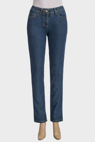 Ladies Designer Straight Cut 5-Pocket Denim Jeans