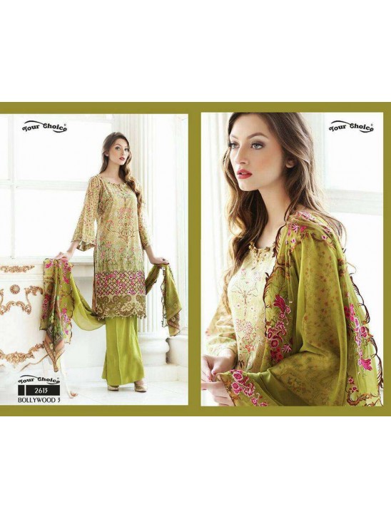 Green Dress Pakistani Salwar Kameez Cotton Suit