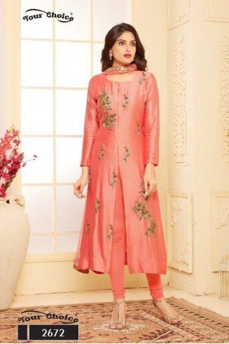 CORAL PEACH EMBROIDERED READY MADE SALWAR SUIT
