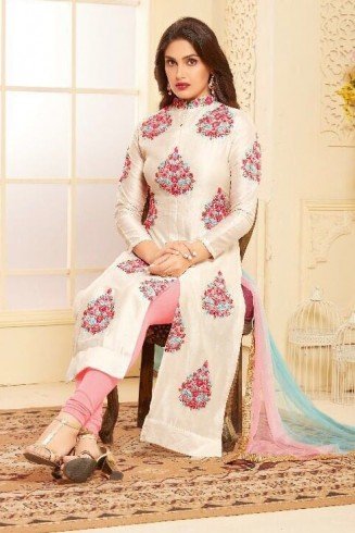 WHITE EMBROIDERED READY MADE SALWAR SUIT