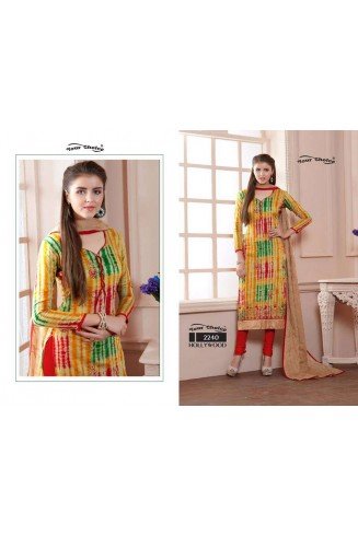 ZYC2240 YELLOW AND RED HOLLYWOOD YOUR CHOICE PRINTED COTTON SALWAR KAMEEZ