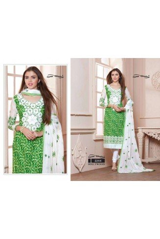 ZYC2244 GREEN AND WHITE HOLLYWOOD YOUR CHOICE PRINTED COTTON SALWAR KAMEEZ