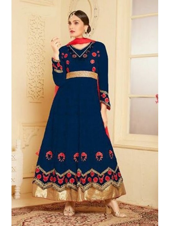 Indian Maxi Blue Party Evening Wedding Anarkali Suit (Ready Made XXL)