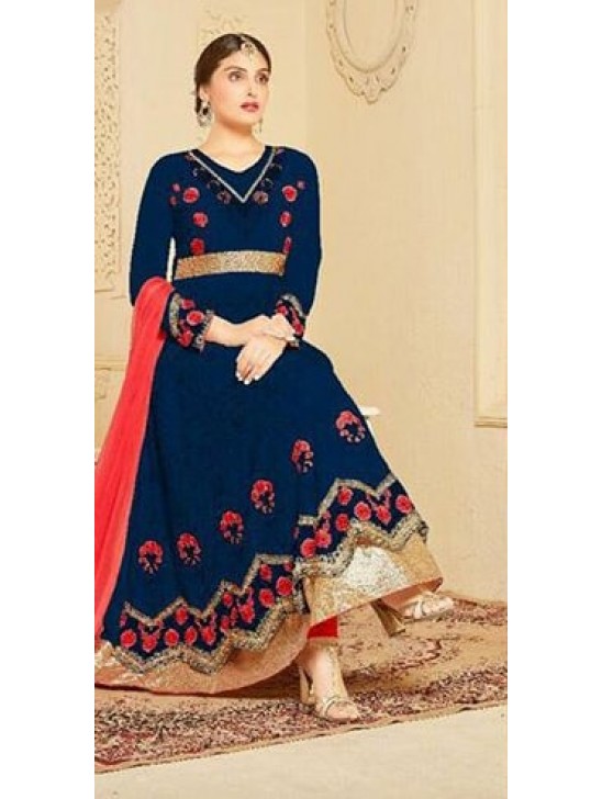 Indian Maxi Blue Party Evening Wedding Anarkali Suit (Ready Made XXL)