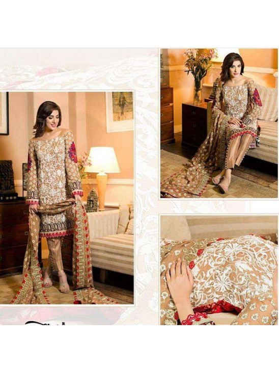 Beige Mehwish Hayat Pakistani Style Salwar Suit