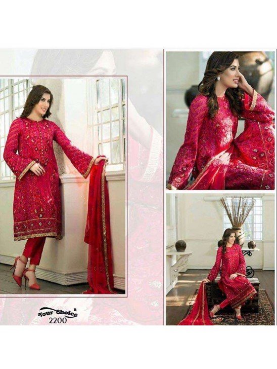 Red Mehwish Hayat Pakistani Style Suit
