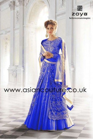 Royal Blue Bridal Gown Indian Designer Anarkali Dress