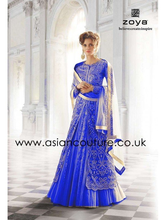 Royal Blue Bridal Gown Indian Designer Anarkali Dress