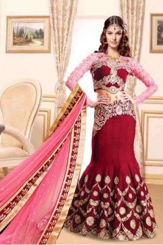 Red Modern Lehenga Indian Bollywood Wedding Dress