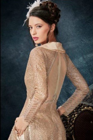 Beige Cocktail Dress Indian Designer Gown