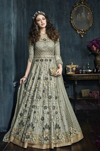 Light Green Bridal Dress Indian Designer Anarkali Gown