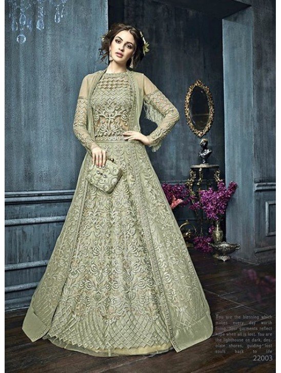Green Indian Cocktail Dress Bridal Evening Gown