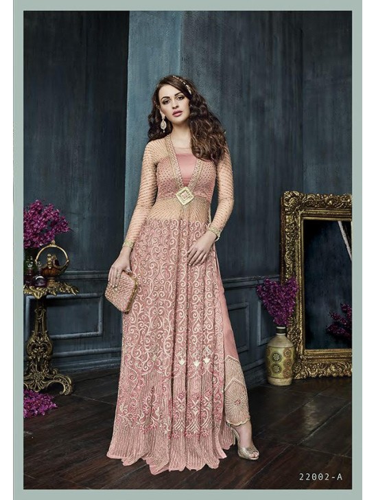 Pink Indian Net Gown Wedding Anarkali Suit