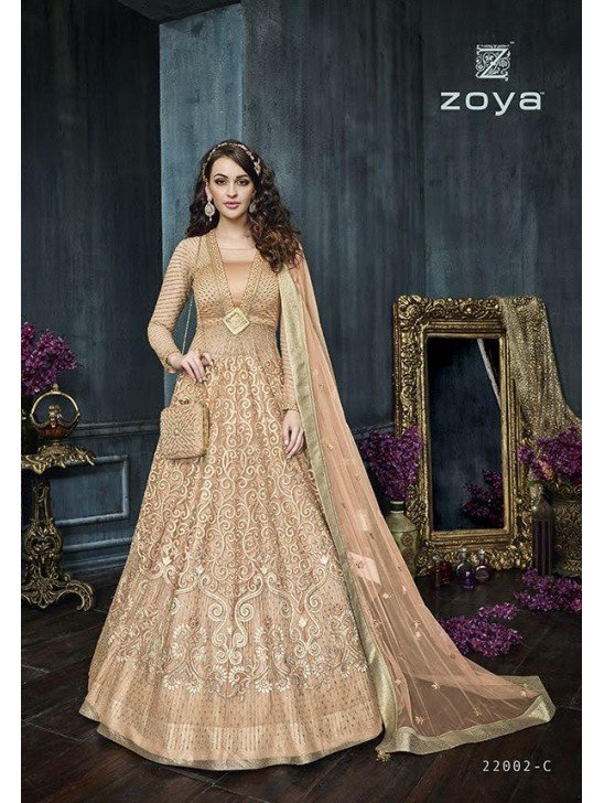 Orange Indian Designer Wedding Anarkali Dress